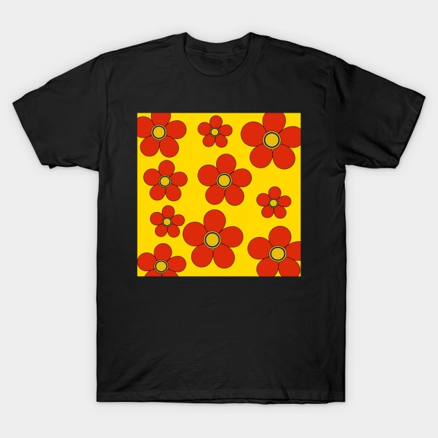 retro hippy flower power pop art pattern T-Shirt by pauloneill-art